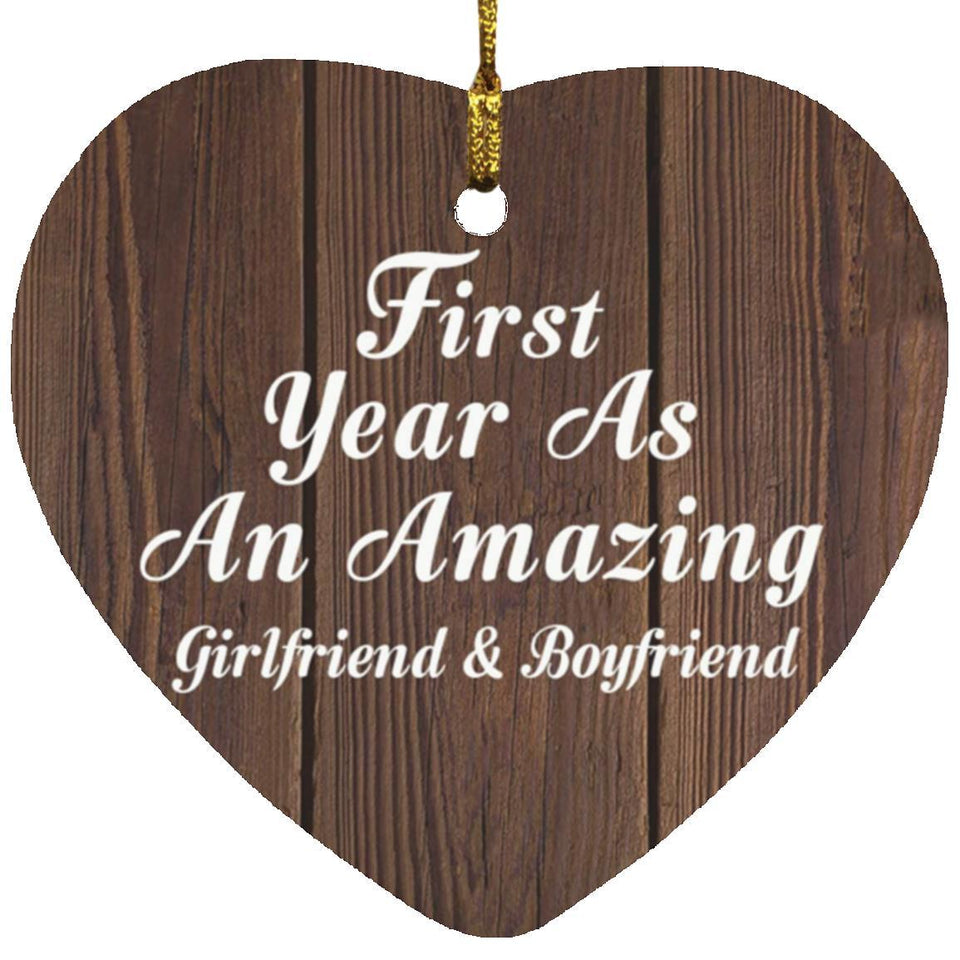 First Year As An Amazing Girlfriend & Boyfriend - Heart Ornament D