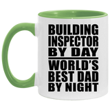 Building Inspector By Day World's Best Dad By Night - 11oz Accent Mug Green
