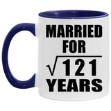 11th Anniversary Married For Square Root of 121 Years - 11oz Accent Mug Purple