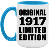 107th Birthday Original 1917 Limited Edition - 15oz Accent Mug Blue