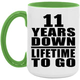11th Anniversary 11 Years Down Lifetime To Go - 15oz Accent Mug Green
