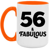 56th Birthday 56 & Fabulous - 15oz Accent Mug Orange