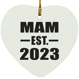 Mam Established EST. 2023 - Heart Ornament