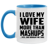 I Love My Wife More Than Mashups - 11oz Accent Mug Blue