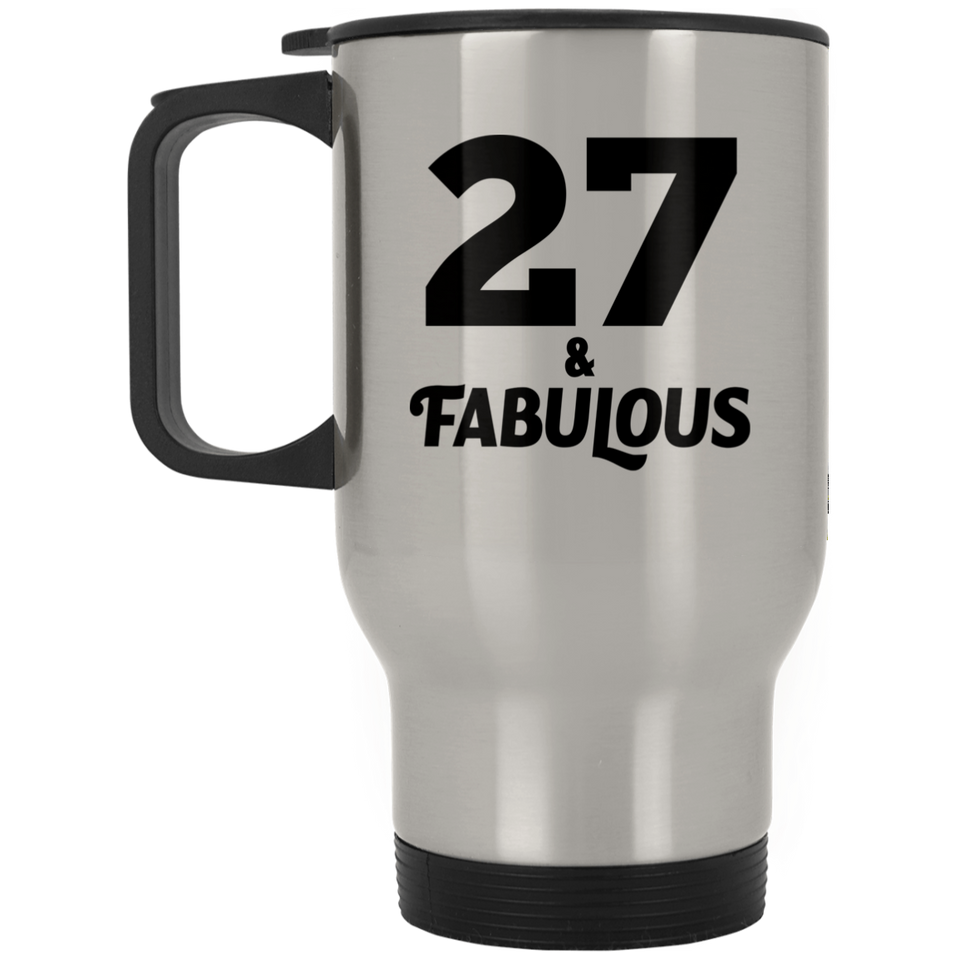 27th Birthday 27 & Fabulous - Silver Travel Mug
