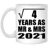 2nd Anniversary Square Root of 4 Years As Mr & Mrs 2021 - 11oz Coffee Mug