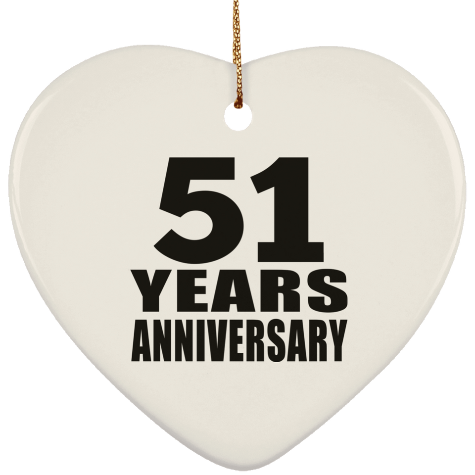 51st Anniversary 51 Years - Heart Ornament