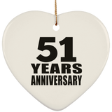 51st Anniversary 51 Years - Heart Ornament