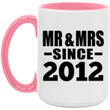 12th Anniversary Mr & Mrs Since 2012 - 15oz Accent Mug Pink