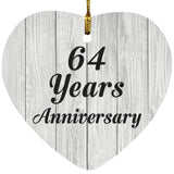64th Anniversary 64 Years Anniversary - Heart Ornament F