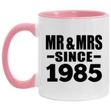 39th Anniversary Mr & Mrs Since 1985 - 11oz Accent Mug Pink