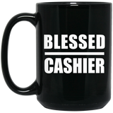Blessed Cashier - 15oz Coffee Mug Black