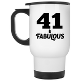 41st Birthday 41 & Fabulous - White Travel Mug