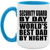 Security Guard By Day World's Best Dad By Night - 15oz Accent Mug Blue