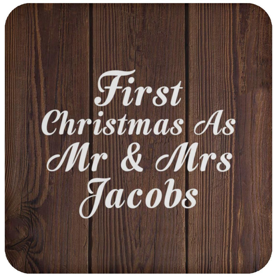 First Christmas As Mr & Mrs Jacobs - Drink Coaster D