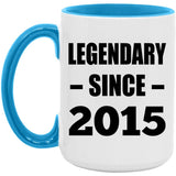 9th Birthday Legendary Since 2015 - 15oz Accent Mug Blue