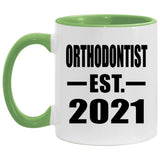 Orthodontist Established EST. 2021 - 11oz Accent Mug Green