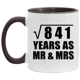 29th Anniversary Square Root of 841 Years As Mr & Mrs - 11oz Accent Mug Black