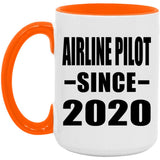 Airline Pilot Since 2020 - 15oz Accent Mug Orange