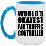 World's Okayest Air Traffic Controller - 15oz Accent Mug Blue