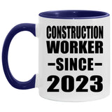 Construction Worker Since 2023 - 11oz Accent Mug Purple