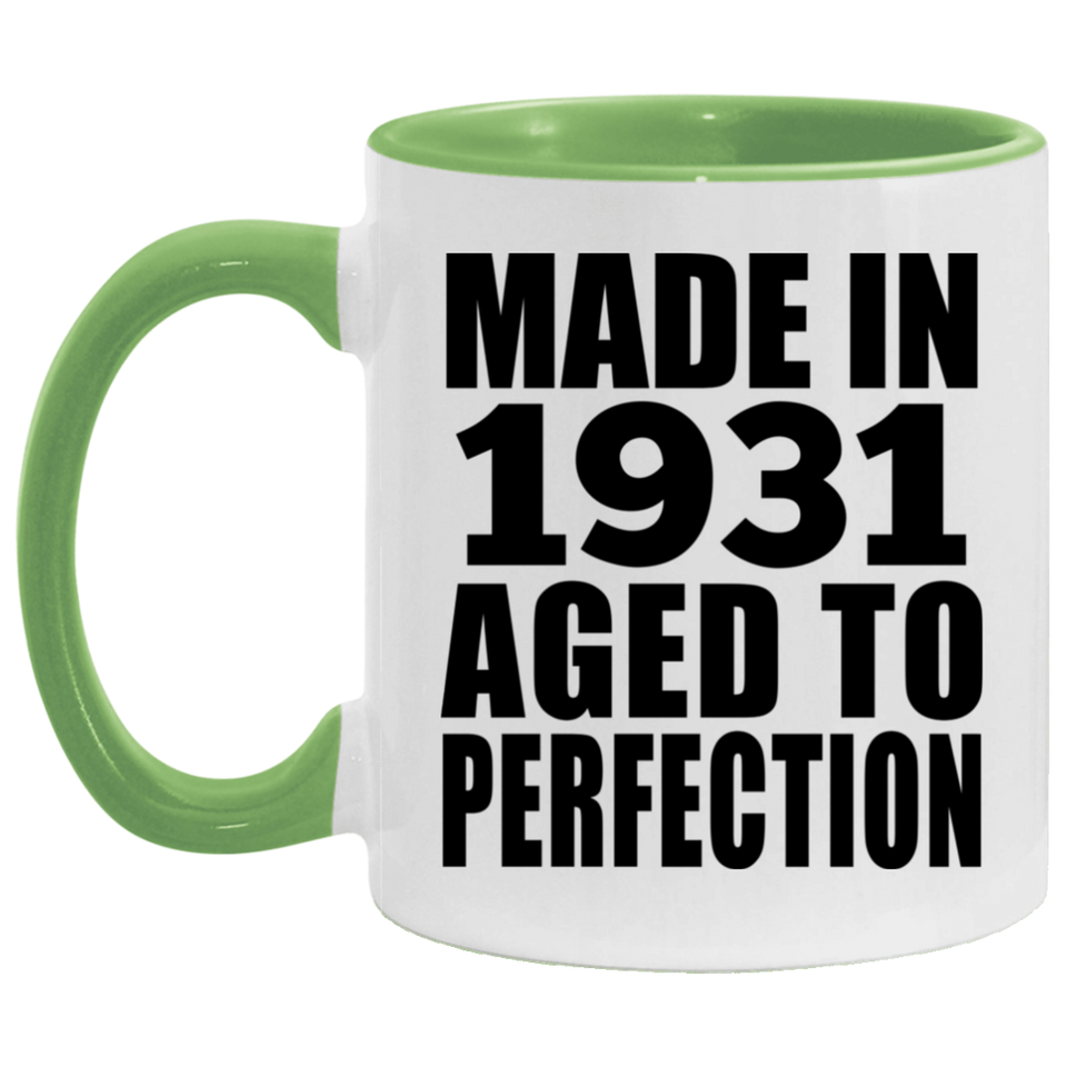 93rd Birthday Made In 1931 Aged to Perfection - 11oz Accent Mug Green