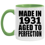 93rd Birthday Made In 1931 Aged to Perfection - 11oz Accent Mug Green