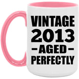 11th Birthday Vintage 2013 Aged Perfectly - 15oz Accent Mug Pink