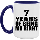 7th Anniversary 7 Years Of Being Mr Right - 15oz Accent Mug Purple