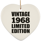 56th Birthday Vintage 1968 Limited Edition - Heart Ornament
