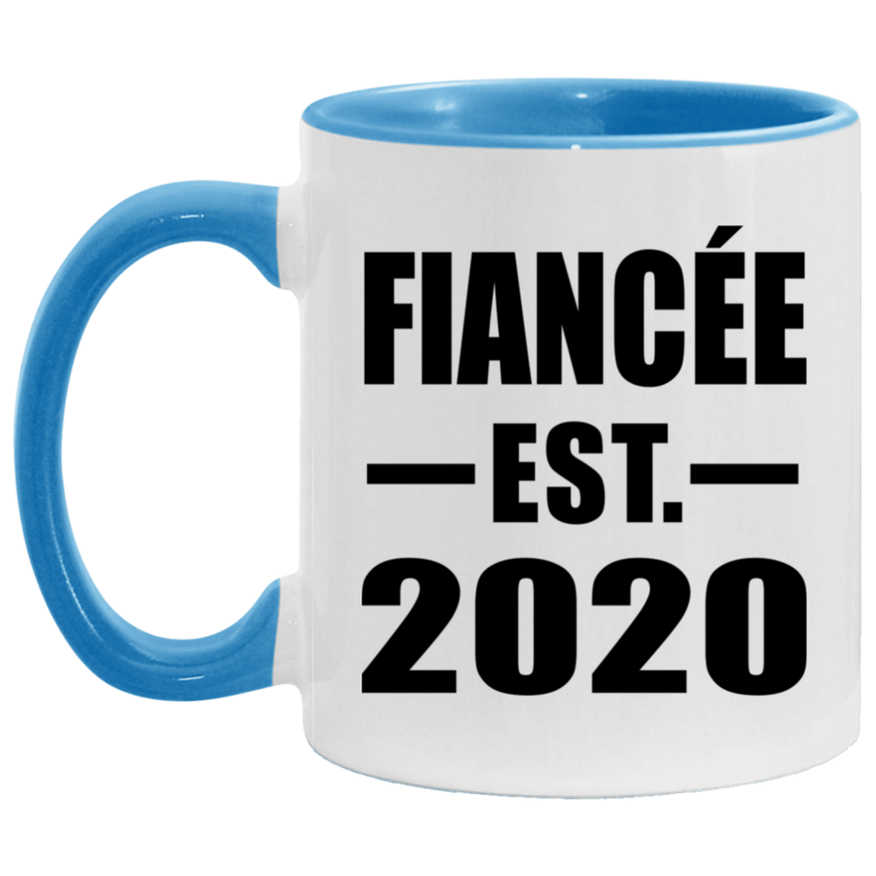 Fiancee Established EST. 2020 - 11oz Accent Mug Blue