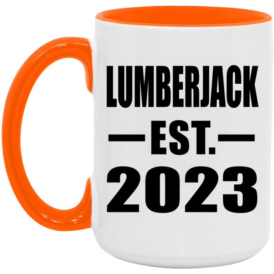 Lumberjack Established EST. 2023 - 15oz Accent Mug Orange