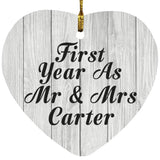 First Year As Mr & Mrs Carter - Heart Ornament F