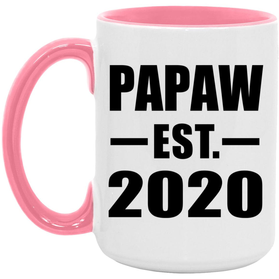 Papaw Established EST. 2020 - 15oz Accent Mug Pink