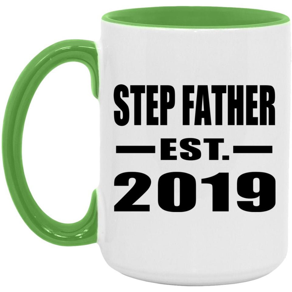 Step Father Established EST. 2019 - 15oz Accent Mug Green