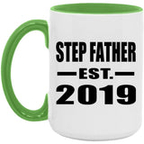 Step Father Established EST. 2019 - 15oz Accent Mug Green