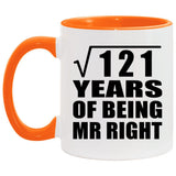 11th Anniversary Square Root of 121 Years of Being Mr Right - 11oz Accent Mug Orange