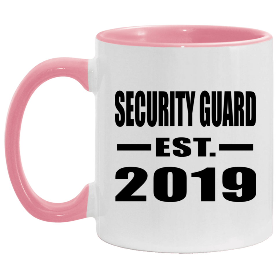 Security Guard Established EST. 2019 - 11oz Accent Mug Pink