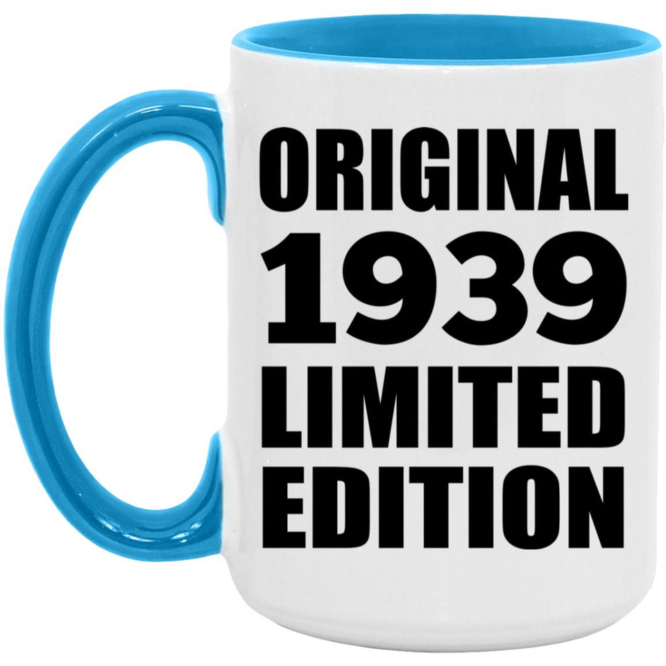 85th Birthday Original 1939 Limited Edition - 15oz Accent Mug Blue