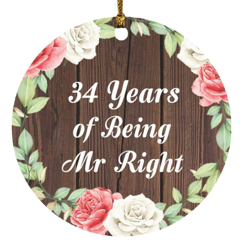 34th Anniversary 34 Years Of Being Mr Right - Circle Ornament A