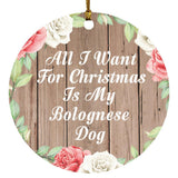 All I Want For Christmas Is My Bolognese Dog - Circle Ornament B