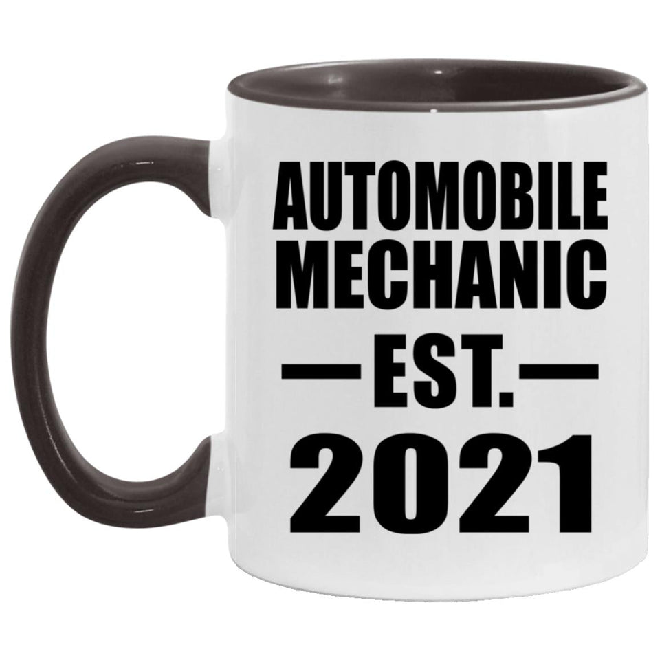 Automobile Mechanic Established EST. 2021 - 11oz Accent Mug Black