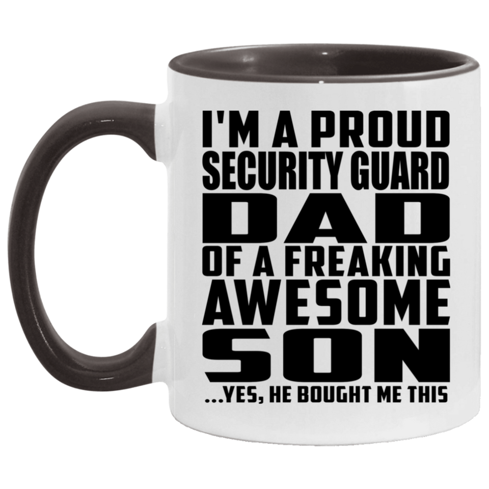 Proud Security Guard Dad Of Awesome Son - 11oz Accent Mug Black