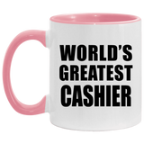 World's Greatest Cashier - 11oz Accent Mug Pink