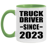 Truck Driver Since 2023 - 11oz Accent Mug Green