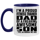Proud Fitness Trainer Dad Of Awesome Son - 11oz Accent Mug Purple