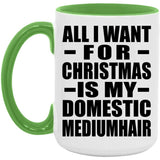 All I Want For Christmas Is My Domestic Mediumhair - 15oz Accent Mug Green