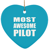 Most Awesome Pilot - Heart Ornament