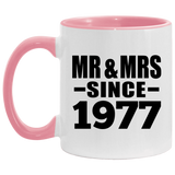 47th Anniversary Mr & Mrs Since 1977 - 11oz Accent Mug Pink