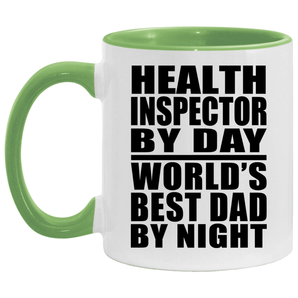 Health Inspector By Day World's Best Dad By Night - 11oz Accent Mug Green